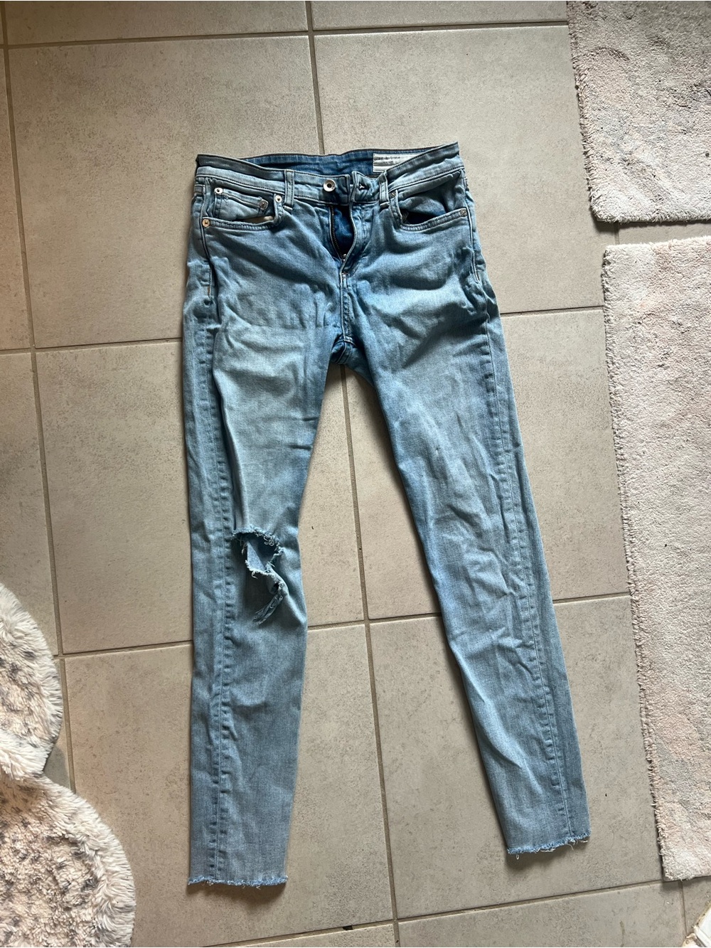 rag & bone Light Blue Distressed Skinny Jeans